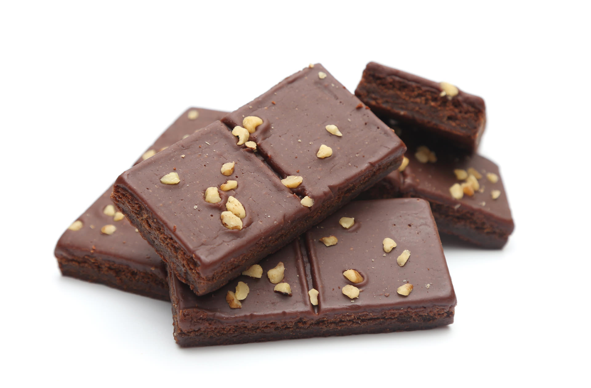 Pieces of brownies with nuts